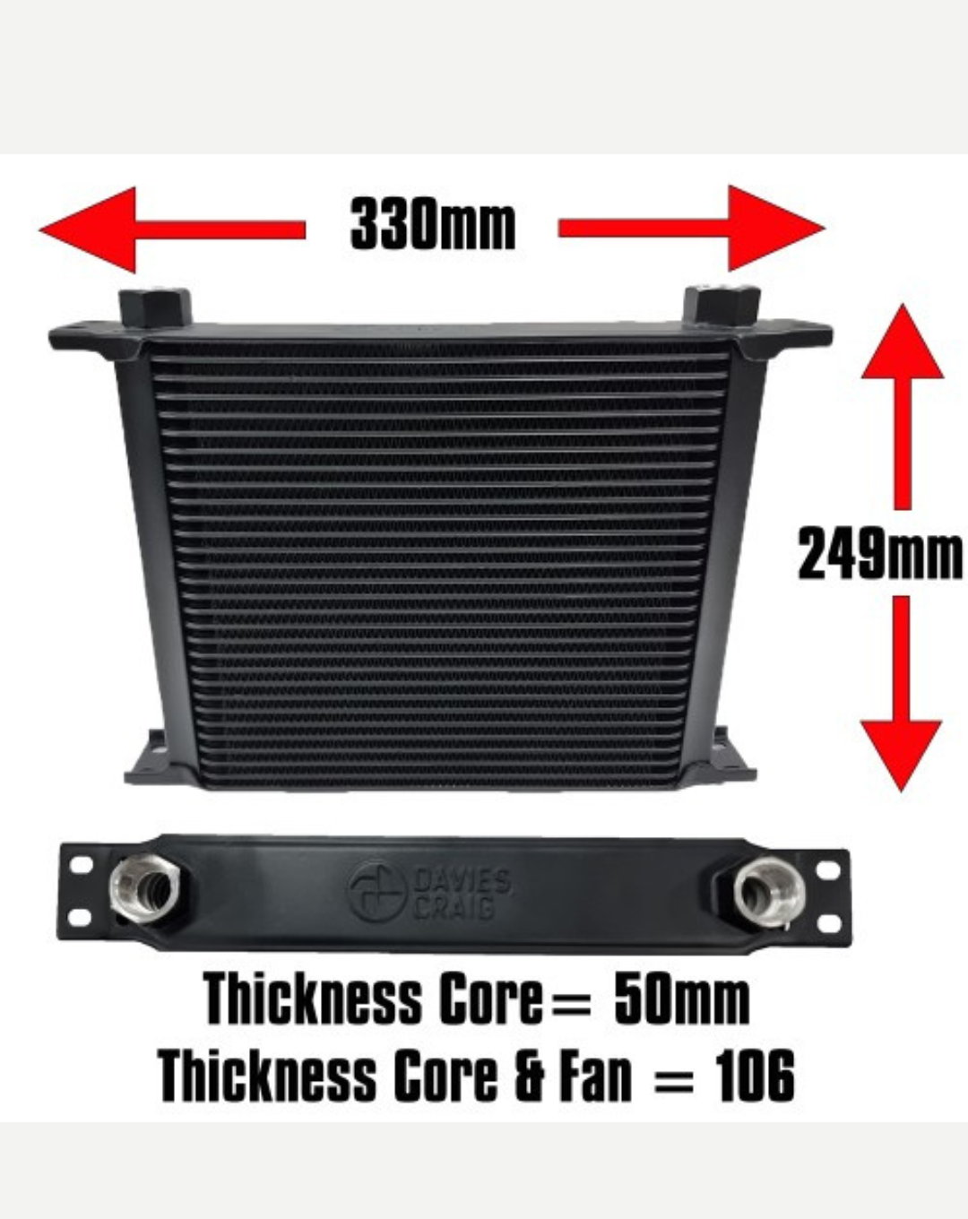 DAVIES CRAIG 608 Universal Engine/Transmission Oil Cooler(50mm) 30-Row AN10 & 8Fan Combo (12V)
