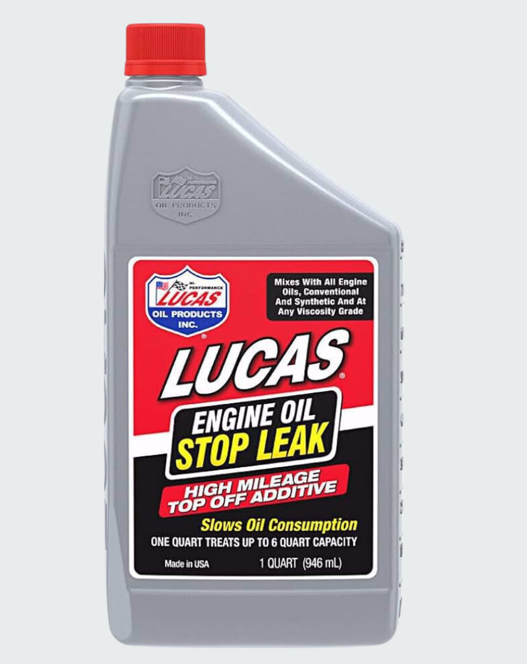 LUCAS OIL - ENGINE OIL STOP LEAK TOP OFF ADDITIVE HIGH MILEAGE 1 QUART - 11100