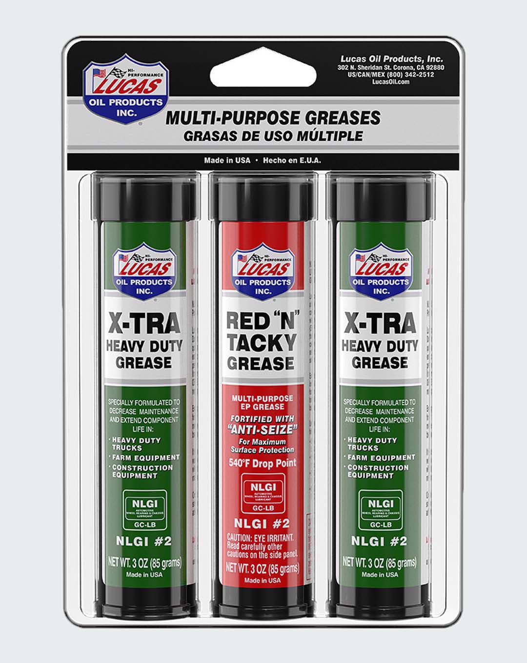 LUCAS OIL- X-TRA HD 2 PCS/ RED N TACKY 1 PC (GREASE PACK OF 3) - 10315