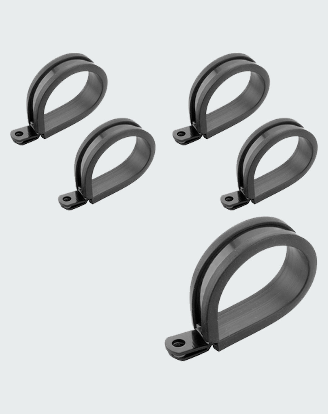 PROFLOW PFE158-12BK CUSHIONED P-CLAMP 19MM BLACK 5 PACK