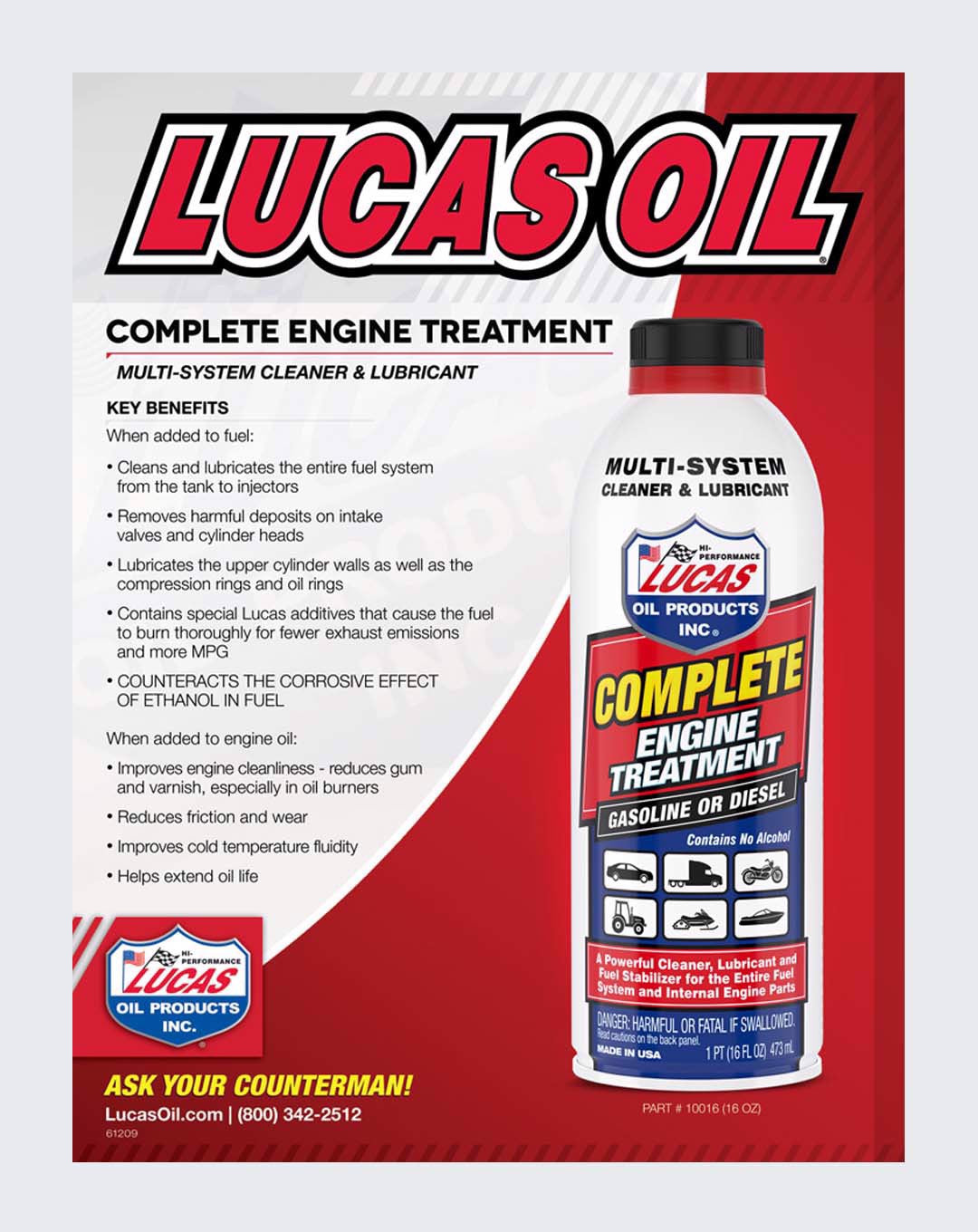 LUCAS OIL -COMPLETE ENGINE TREATMENT 14 Ounce - 10016