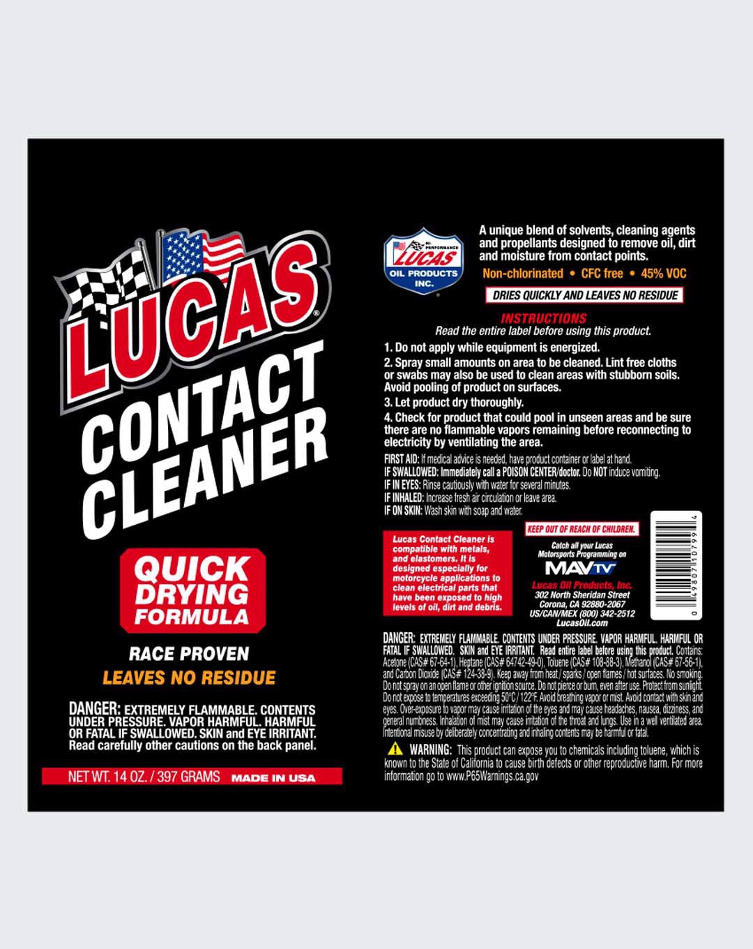 LUCAS OIL- CONTACT CLEANER AEROSOL 14 OUNCE  - 10799