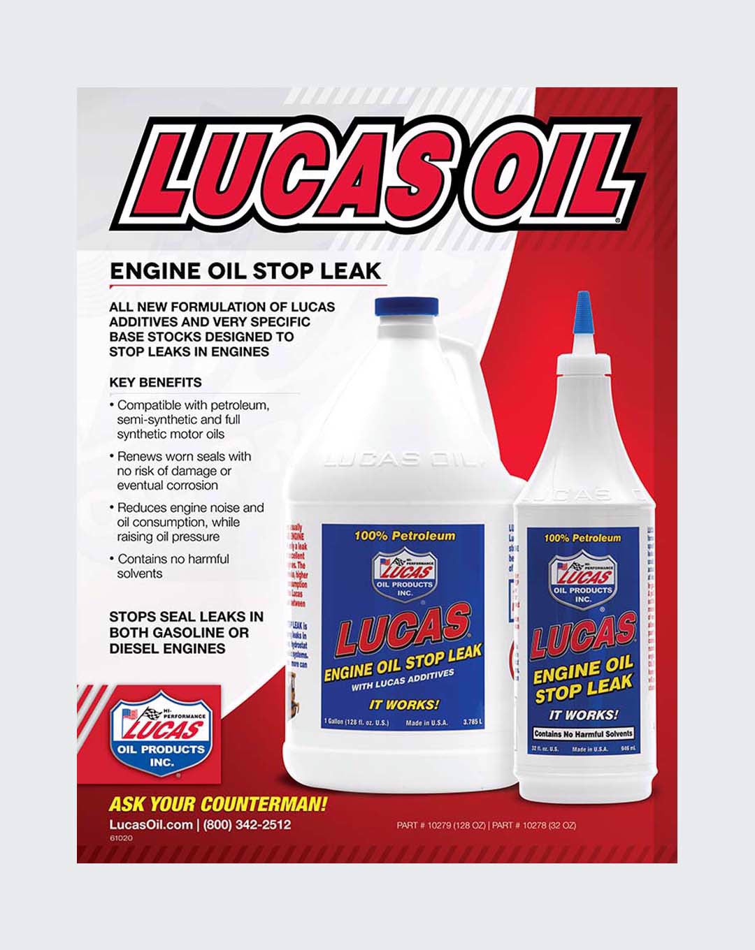 Lucas Oil Engine Oil Stop Leak 1 Quart 10278