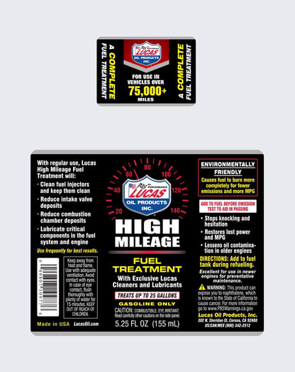 LUCAS OIL- HIGH MILEAGE FUEL TREATMENT 5.25 OUNCE - 10977