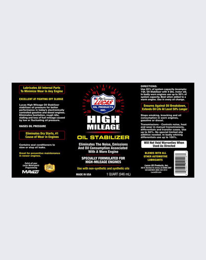 Lucas Oil High Mileage Oil Stabilizer 1 Quart 10118