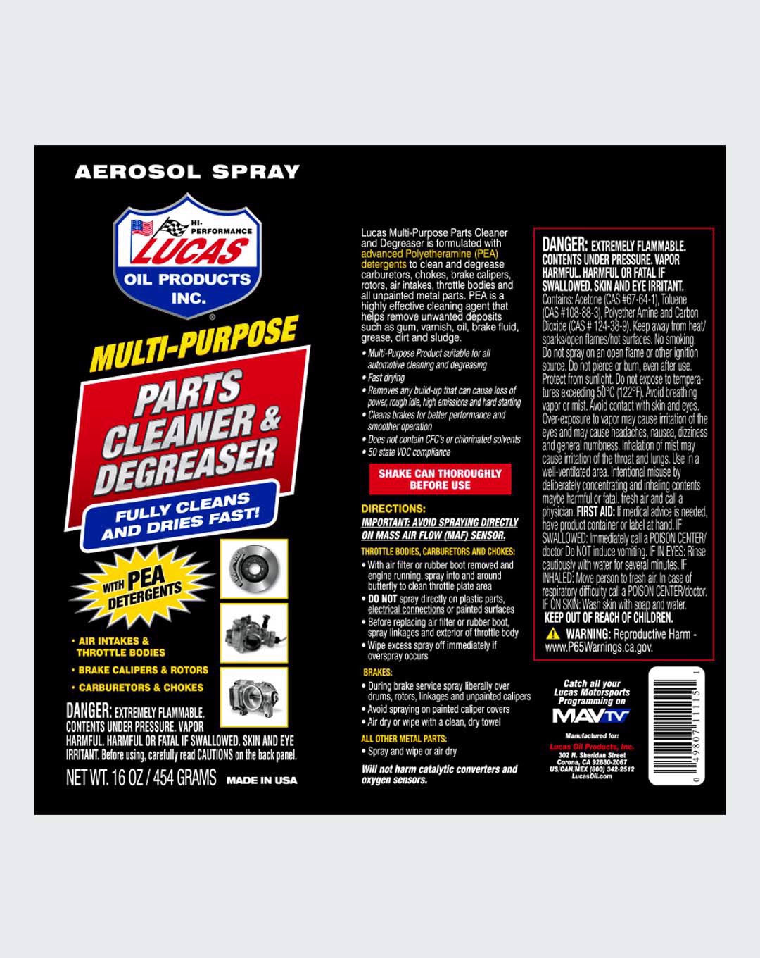Lucas Oil Multi-Purpose Parts Cleaner & Degreaser 16oz 11115
