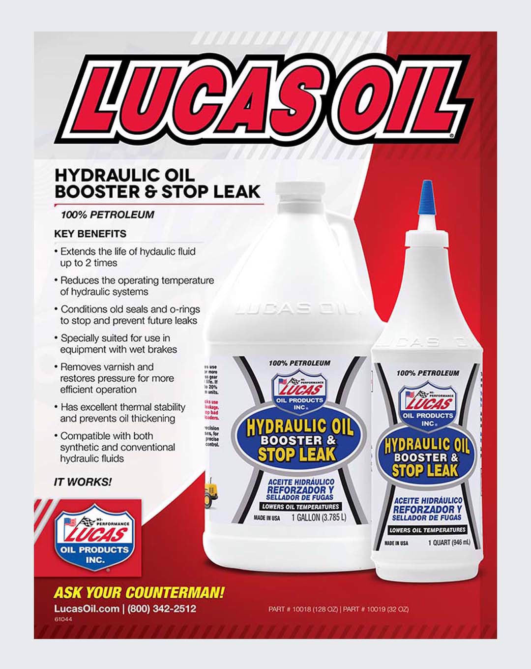 Lucas Oil Hydraulic Oil Booster/Stop Leak 1 Gallon 10018