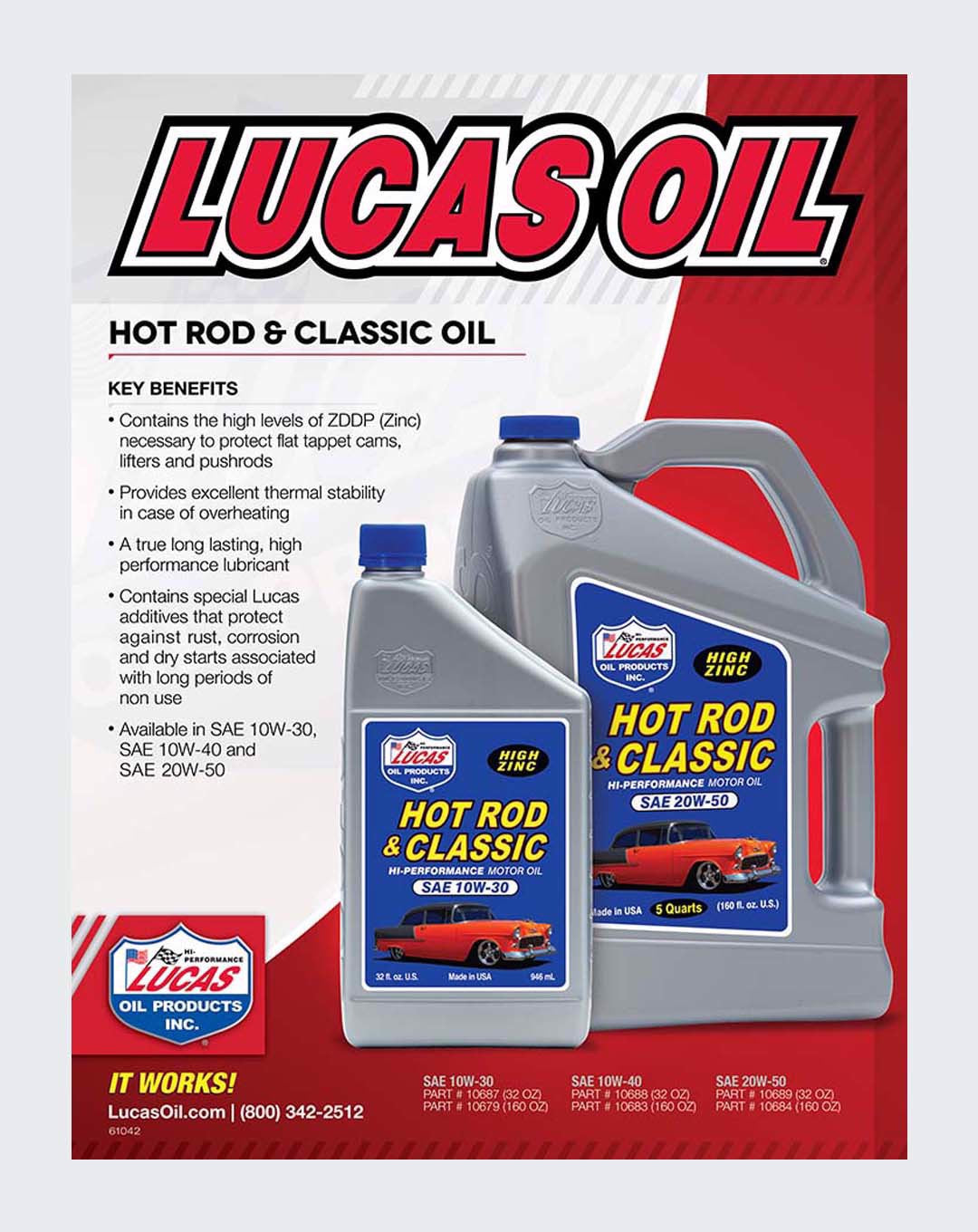 LUCAS OIL- SAE 10W-40 HOT ROD OIL 1 QUART - 10688