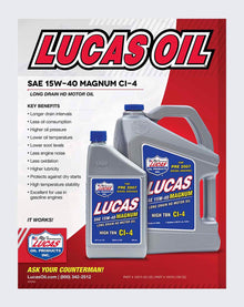 LUCAS OIL SAE 15W-40 MAGNUM MOTOR OIL CI-4  1 QUART - 10075