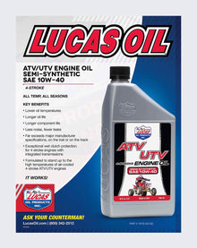 LUCAS OIL Semi-Synthetic SAE 10W-40 ATV MC OIL 1 Quart -10720