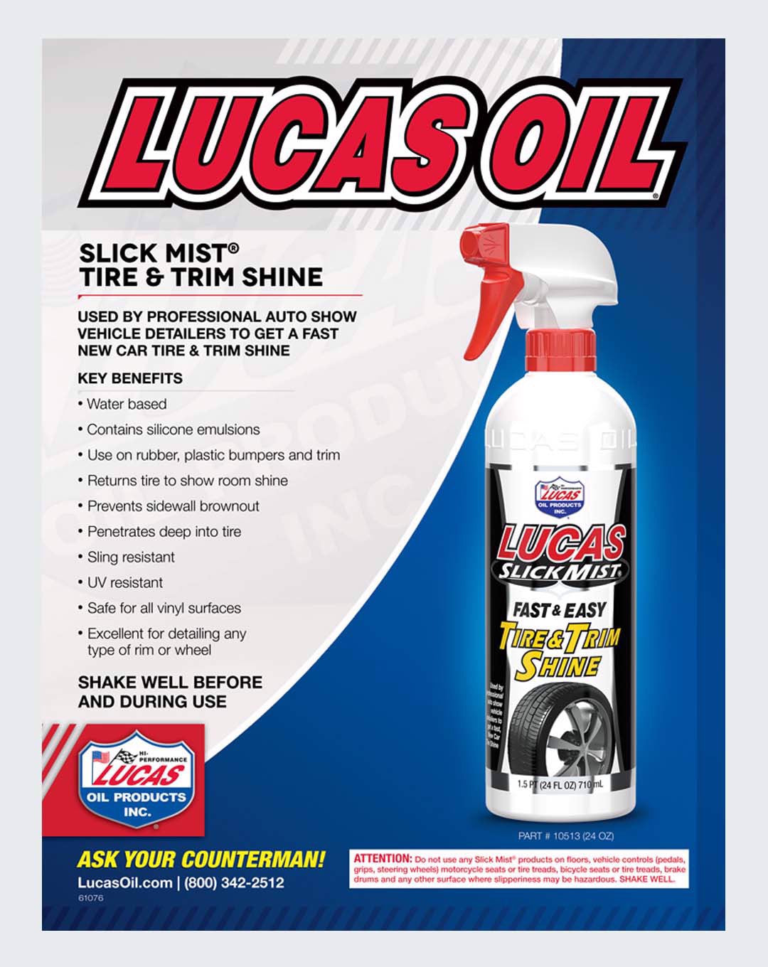 LUCAS OIL- SLICK MIST TIRE &TRIM SHINE 24 FL.OZ  - 10513