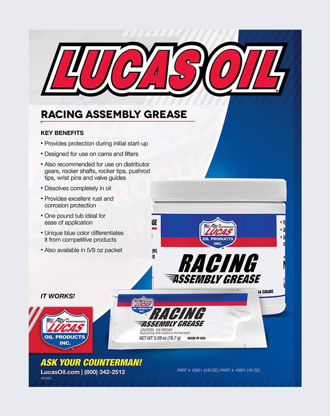 LUCAS OIL- RACING ASSEMBLY GREASE 16 OUNCE - 10891