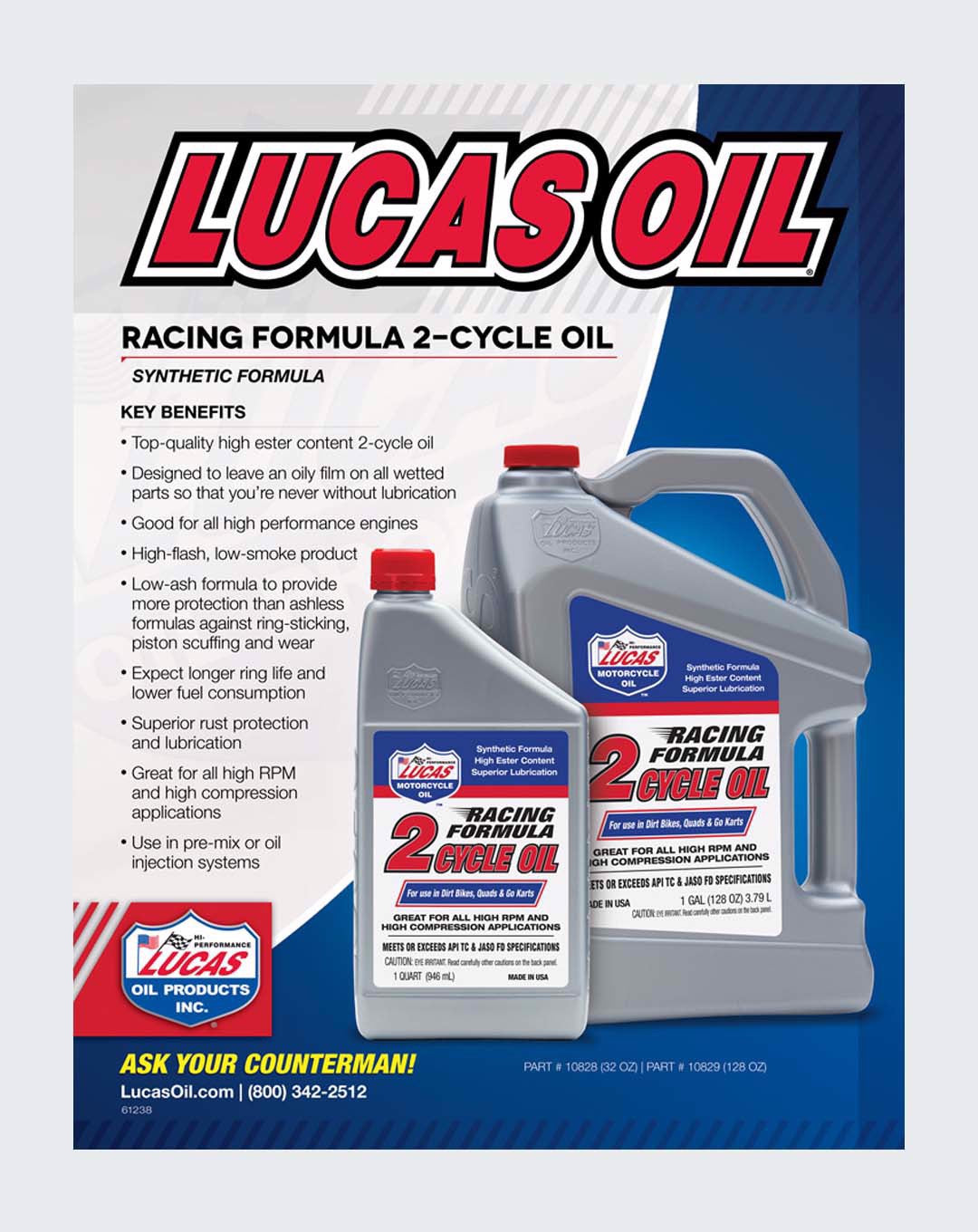 Lucas Oil Racing Formula Land & Sea 2-Cycle Oil 1 Quart 10828