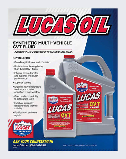 LUCAS OIL- SYNTHETIC CVT TRANSMISSION FLUID 1 QUART - 10111