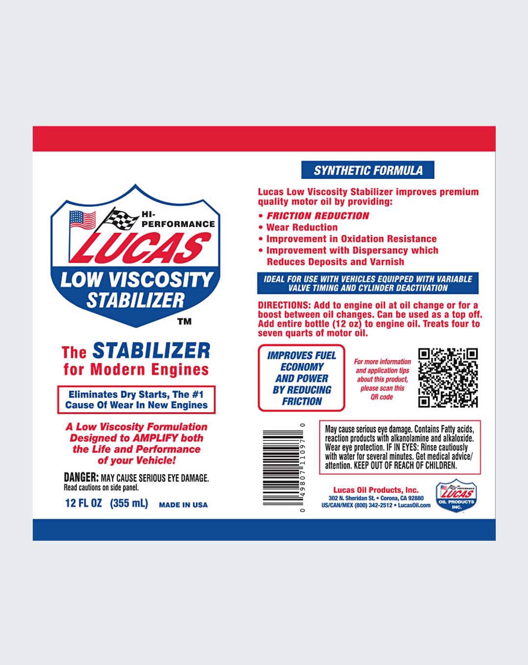 Lucas Oil Low Viscosity Stabilizer 12oz 11097